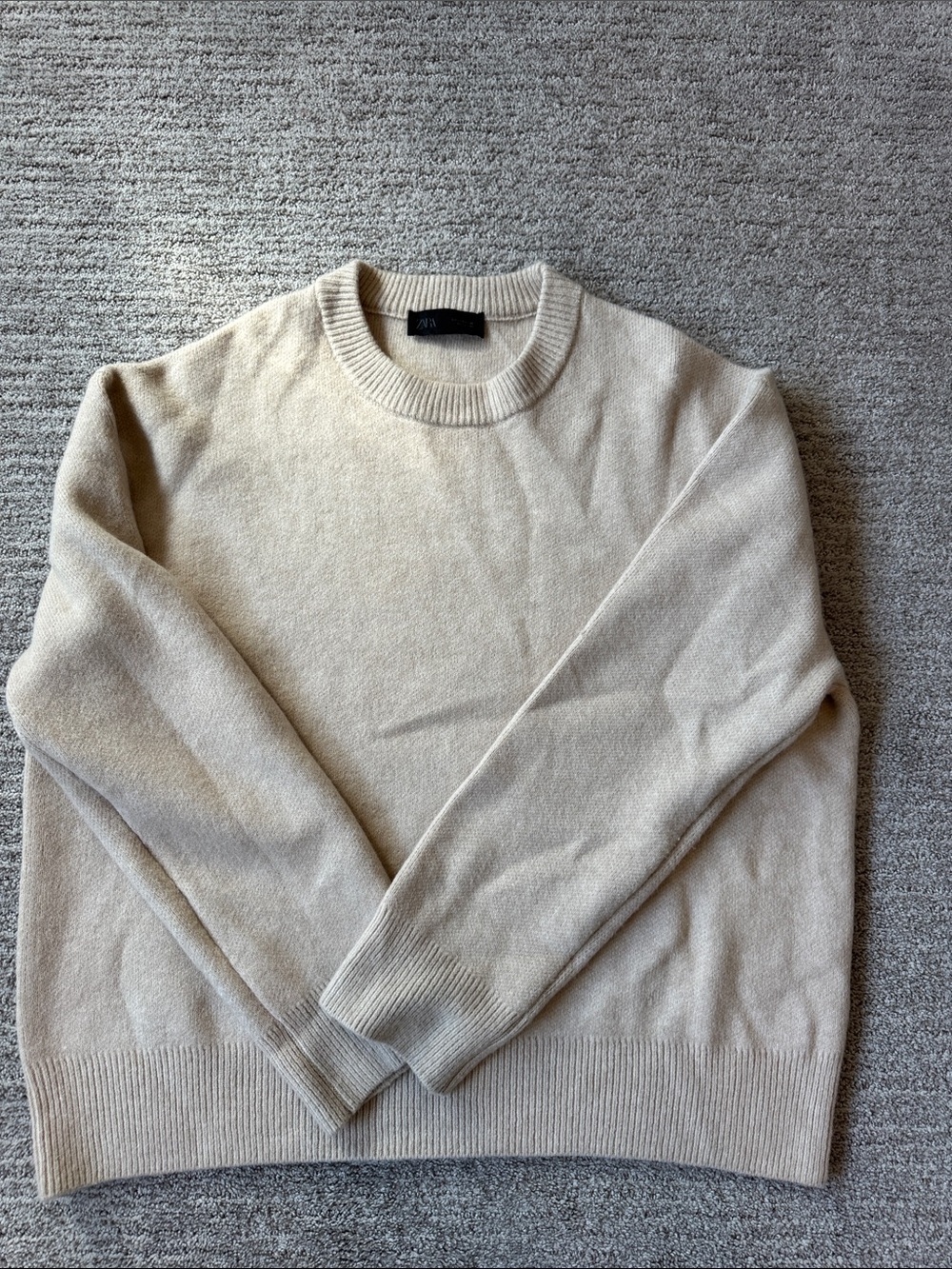 ZARA women’s Cream-Beige Crewneck Sweater